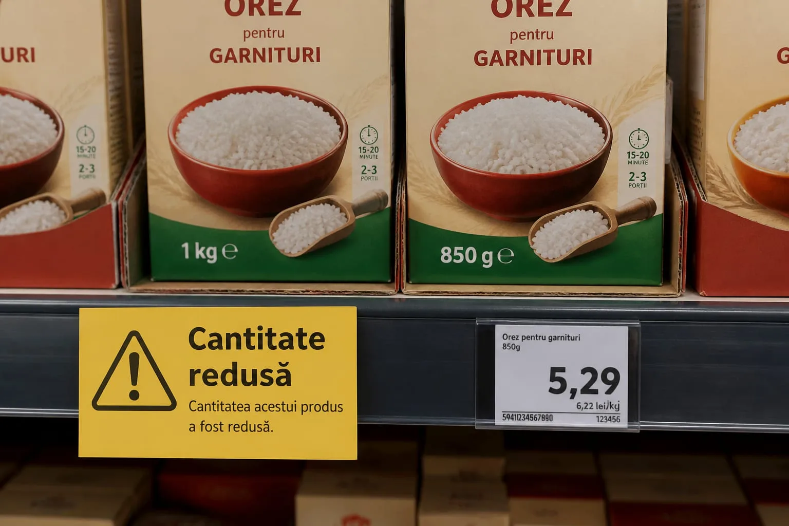 Amenzi de până la 10.000 de lei pentru magazinele care nu semnalizează la raft produsele cu gramaj redus